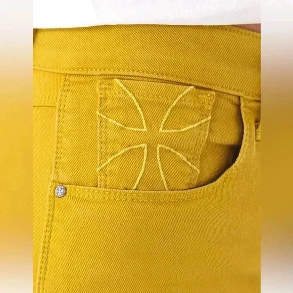 NWT Habitual Almas Zip Skinny Jean Tapestry Yellow Mustard Slim Jeans Sz 26 - Picture 8 of 16